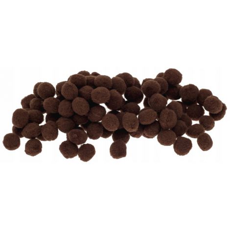 Pompony kreatywne Brewis 1cm Brązowe, 100szt - 2